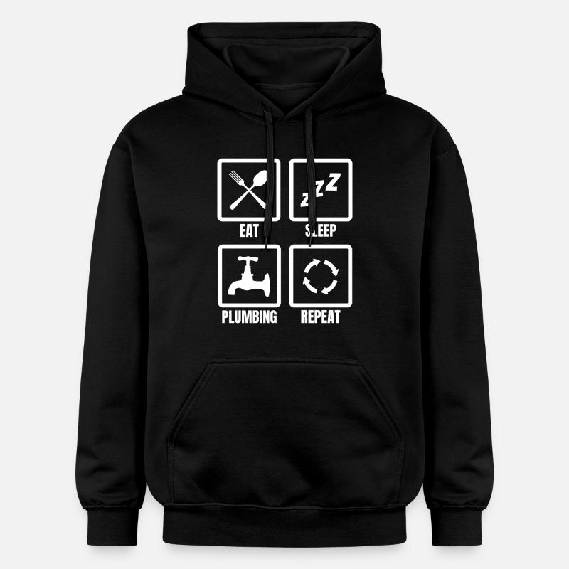 Manger dormir plomberie répéter - Sweat à capuche Softstyle® Gildan Unisexe - noir
