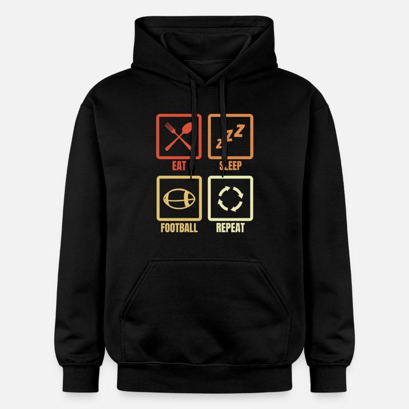 Manger Dormir Football Répéter - Sweat à capuche Softstyle® Gildan Unisexe - noir