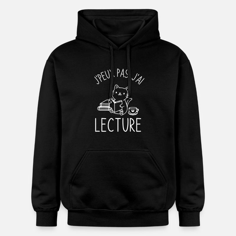 Lecture café chat mignon - Sweat à capuche Softstyle® Gildan Unisexe - noir