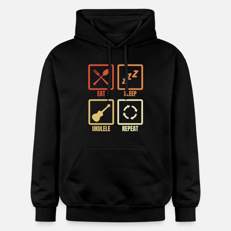 Manger dormir ukulélé répéter - Sweat à capuche Softstyle® Gildan Unisexe - noir