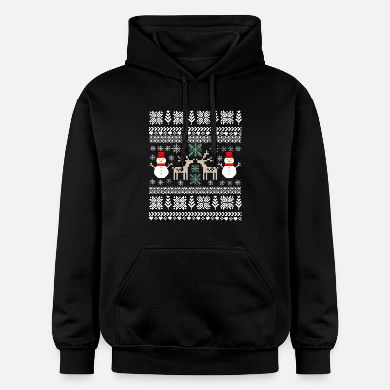 Rétro Noël Pixel - Sweat à capuche Softstyle® Gildan Unisexe - noir