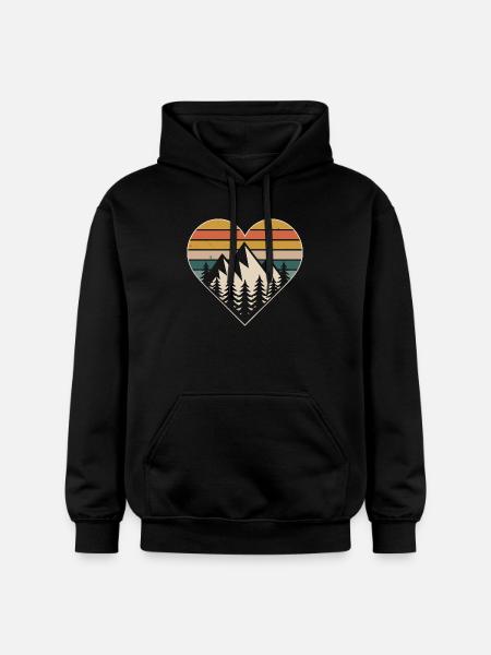 Herz aus Berglandschaft mit Tannen - Gildan Unisex Softstyle® Midweight Hoodie - Schwarz