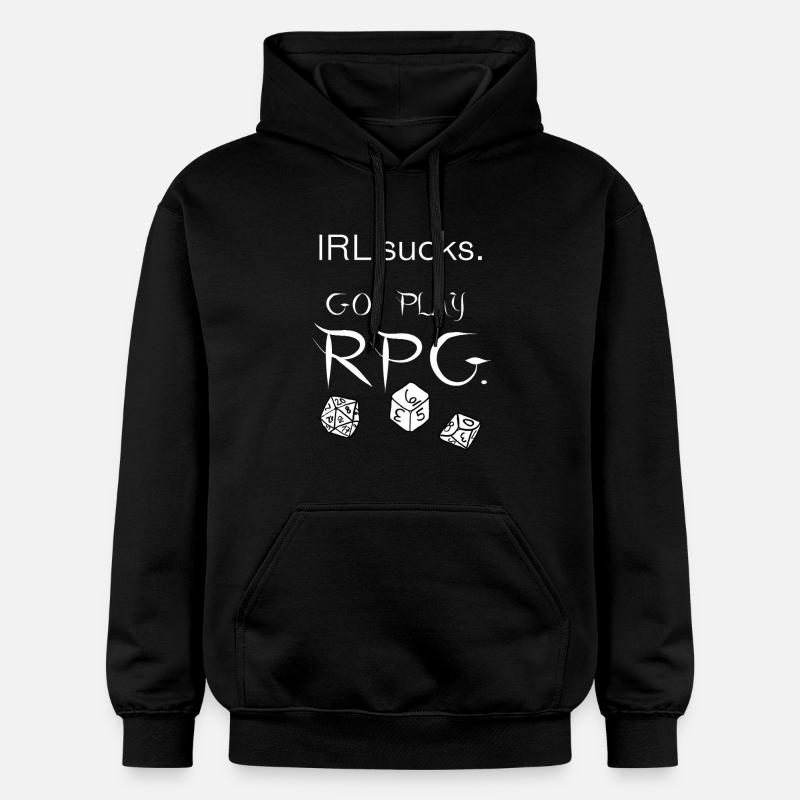 IRL sucks go play RPG (blanc) - Sweat à capuche Softstyle® Gildan Unisexe - noir