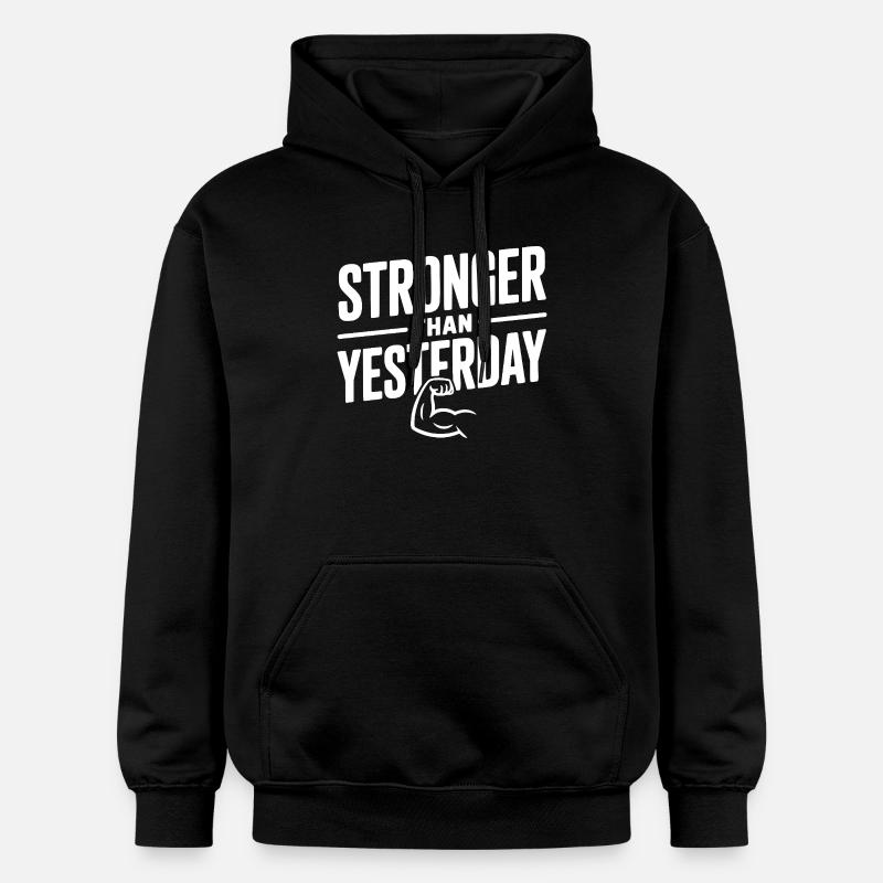 Plus fort qu’hier - Sweat à capuche Softstyle® Gildan Unisexe - noir