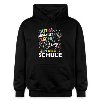 Kita Abgänger 2026 - Gildan Unisex Softstyle® Midweight Hoodie - Schwarz - Vorne - Marisol (170cm) & Nik (191cm)