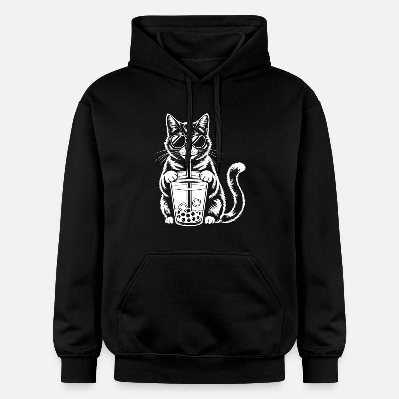 Katze mit Bubble Tee - Gildan Unisex Softstyle® Midweight Hoodie - Schwarz