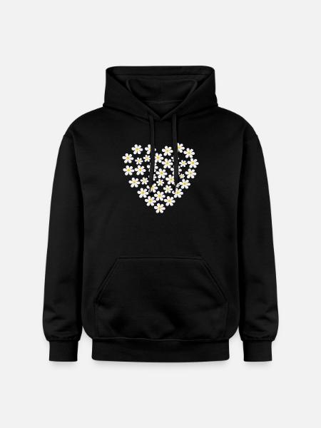 Gänseblümchen Herz | Florales Blumenherz - Gildan Unisex Softstyle® Midweight Hoodie - Schwarz