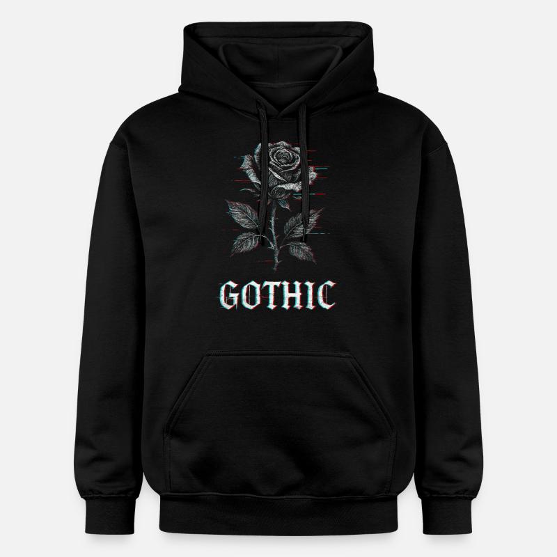 Gothic Rose mit Glitch Effekt - Gildan Unisex Softstyle® Midweight Hoodie - Schwarz