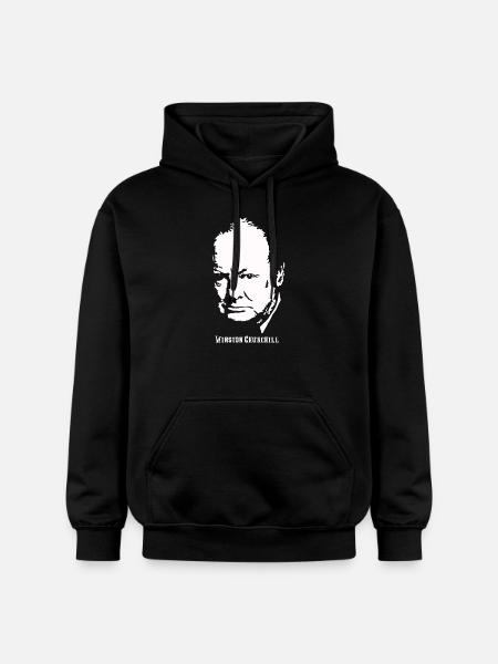 Winston Churchill Portrait - Gildan Unisex Softstyle® Midweight Hoodie - black