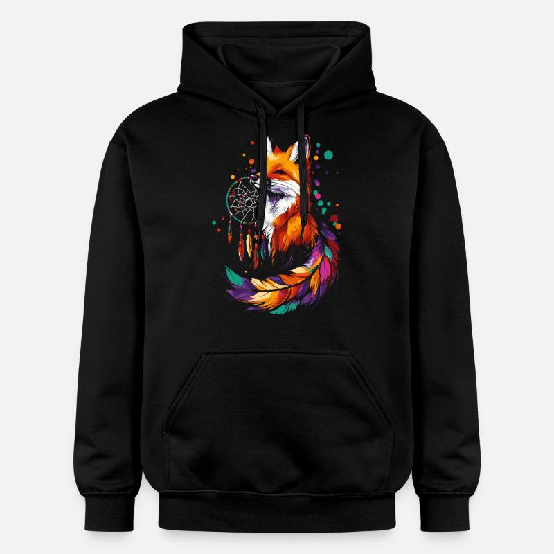 Renard avec attrape-rêves - Sweat à capuche Softstyle® Gildan Unisexe - noir