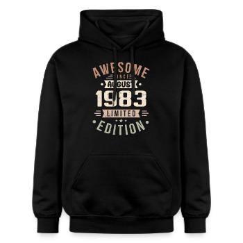 August 1983 Geburtstag im August 1983 Vintage 1983 - Gildan Unisex Softstyle® Midweight Hoodie - Schwarz - Vorne - Marisol (170cm) & Nik (191cm)