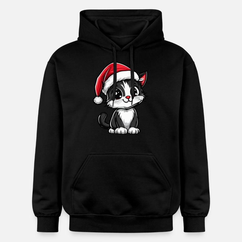 Chat Noël Mignon - Sweat à capuche Softstyle® Gildan Unisexe - noir