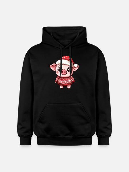 Pig Christmas Comic - Gildan Unisex Softstyle® Midweight Hoodie - black
