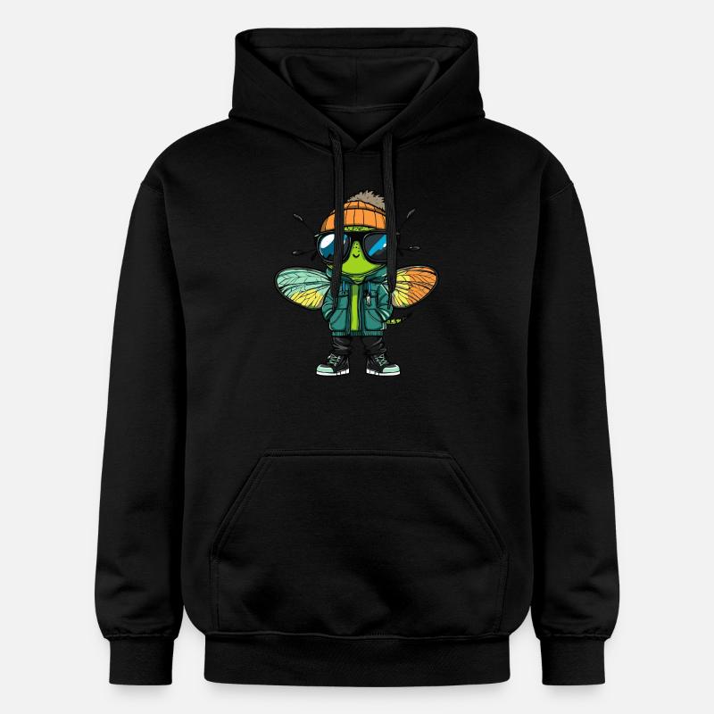 Libellule Bande dessinée cool - Sweat à capuche Softstyle® Gildan Unisexe - noir