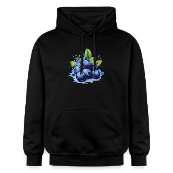 Blaubeere - Gildan Unisex Softstyle® Midweight Hoodie - Schwarz - Vorne - Marisol (170cm) & Nik (191cm)