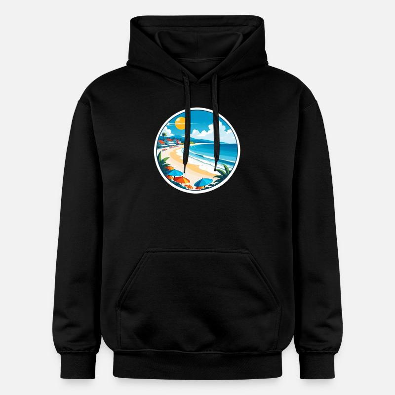 plage vacances soleil mer - Sweat à capuche Softstyle® Gildan Unisexe - noir
