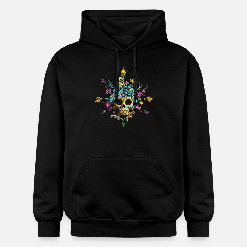 Skull flowers - Sweat à capuche Softstyle® Gildan Unisexe - noir