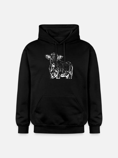 funny cow gift farmer - Gildan Unisex Softstyle® Midweight Hoodie - black