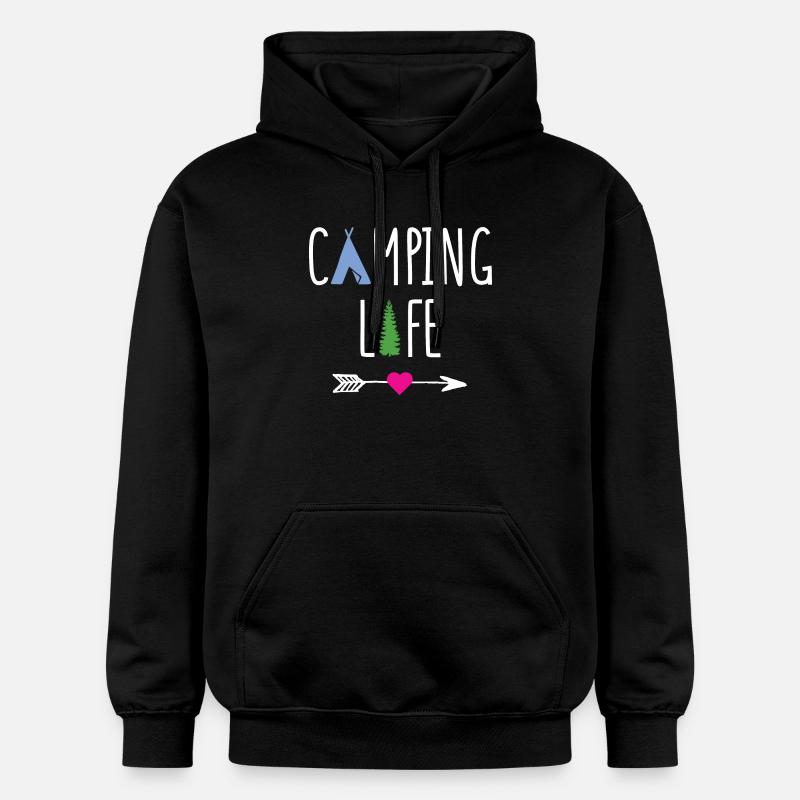 Leben auf dem Campingplatz - Gildan Unisex Softstyle® Midweight Hoodie - Schwarz