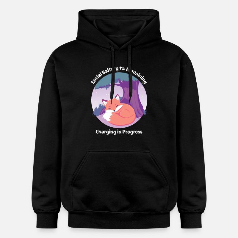 Renard mignon avec arbre - Sweat à capuche Softstyle® Gildan Unisexe - noir