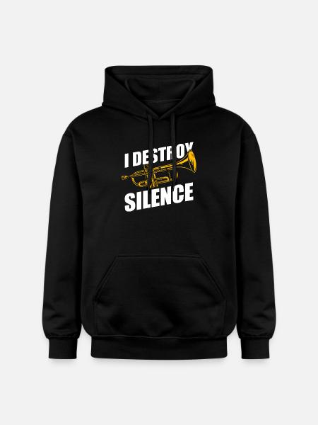 I destroy silence trumpet player - Gildan Unisex Softstyle® Midweight Hoodie - black