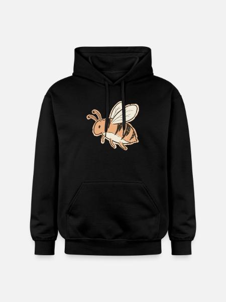 Orange Cartoon Bee Stripes Tiger - Gildan Unisex Softstyle® Midweight Hoodie - black