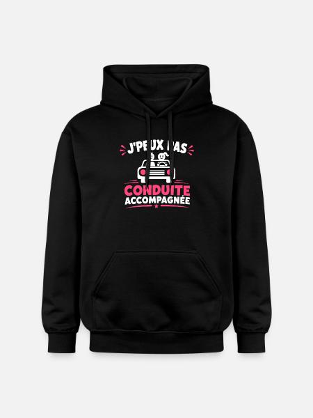 J'peux pas conduite accompagnée - Sweat à capuche Softstyle® Gildan Unisexe - noir
