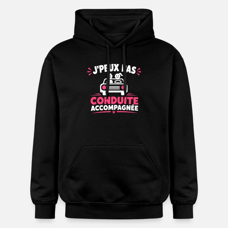 J'peux pas conduite accompagnée - Sweat à capuche Softstyle® Gildan Unisexe - noir