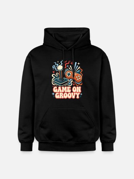 Game On Groovy Retro Gaming - Gildan Unisex Softstyle® Midweight Hoodie - black