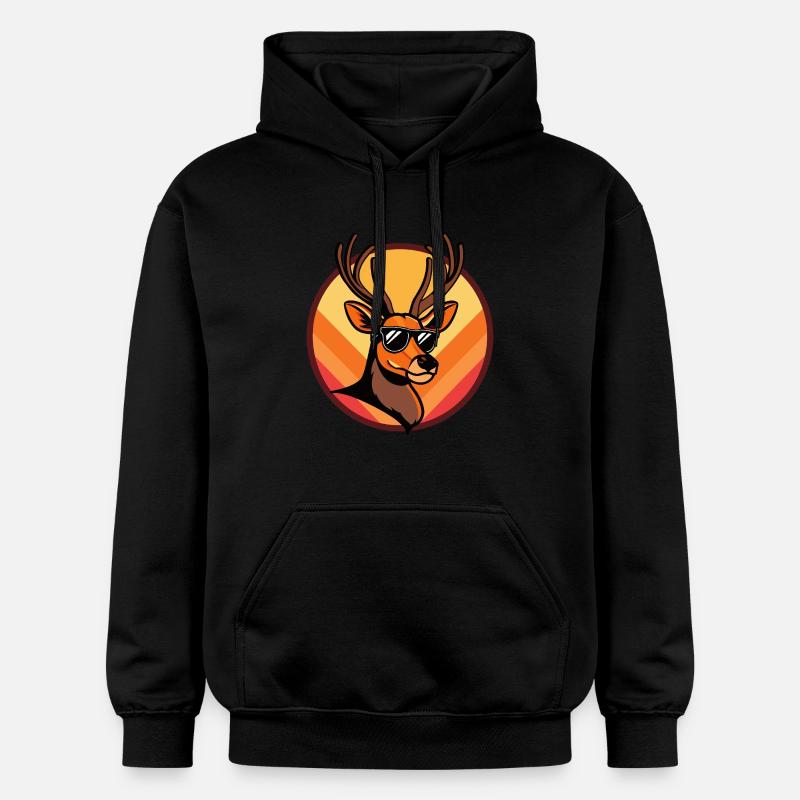 Hirsch Comic Cool Sommer - Gildan Unisex Softstyle® Midweight Hoodie - Schwarz