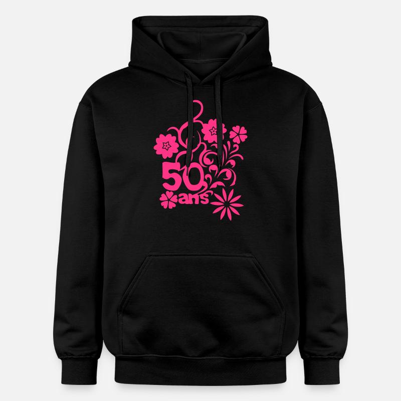 50 ans fleur anniversaire - Sweat à capuche Softstyle® Gildan Unisexe - noir