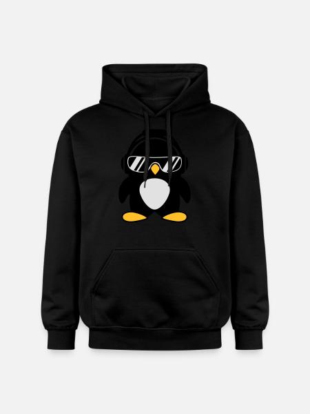 Pinguin mit Kopfhörer - Gildan Unisex Softstyle® Midweight Hoodie - Schwarz