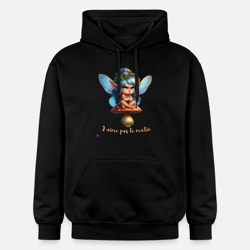 J aime pas le matin - Sweat à capuche Softstyle® Gildan Unisexe - noir