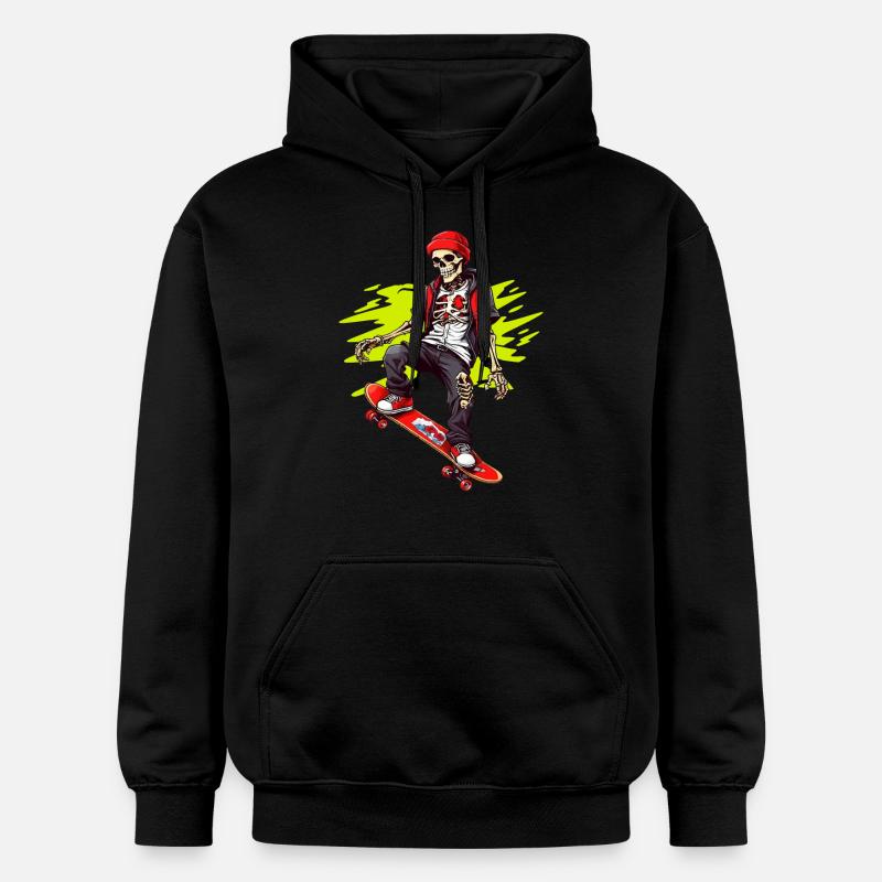 Skateboard Squelette - Sweat à capuche Softstyle® Gildan Unisexe - noir