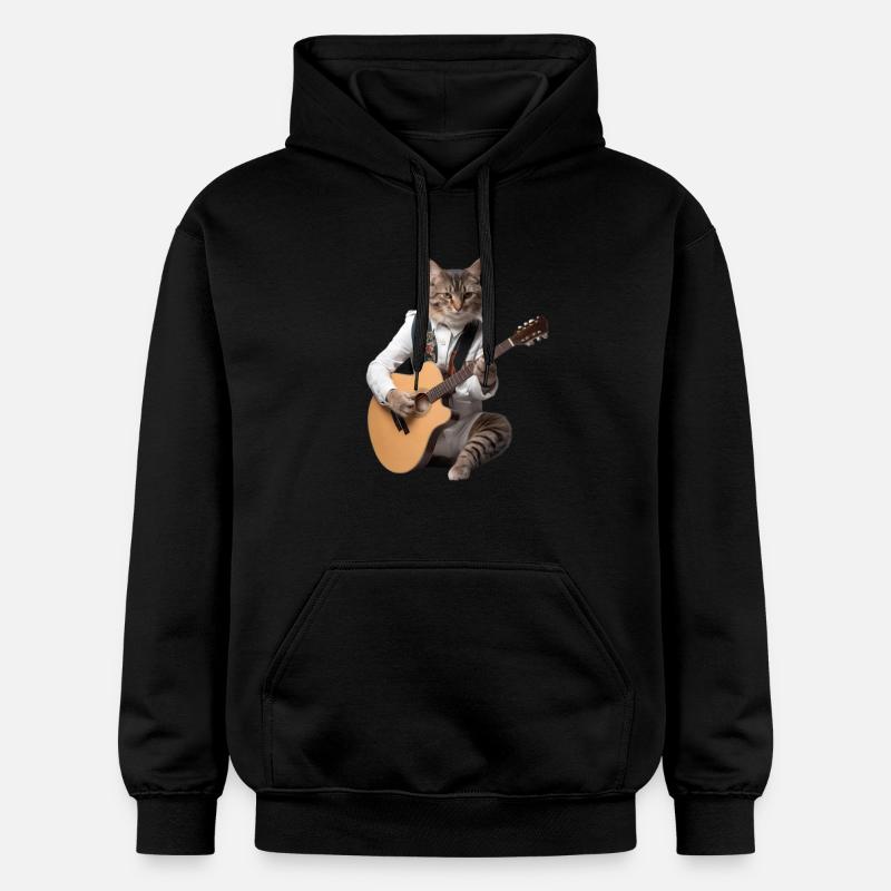 Chat guitare - Sweat à capuche Softstyle® Gildan Unisexe - noir