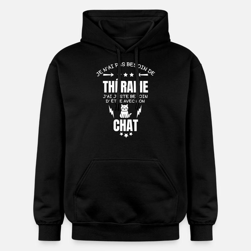 THÉRAPIE MON CHAT - Sweat à capuche Softstyle® Gildan Unisexe - noir