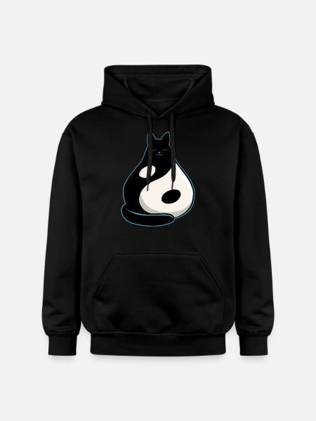 YinYang Cat - Gildan Unisex Softstyle® Midweight Hoodie - black