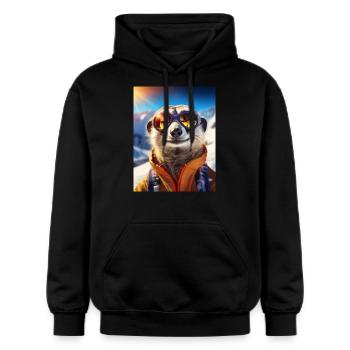Erdmännchen im Skiurlaub - Gildan Unisex Softstyle® Midweight Hoodie - Schwarz - Vorne - Marisol (170cm) & Nik (191cm)