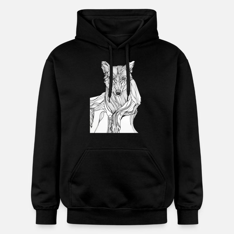 Lignes art loup #wolf - Sweat à capuche Softstyle® Gildan Unisexe - noir