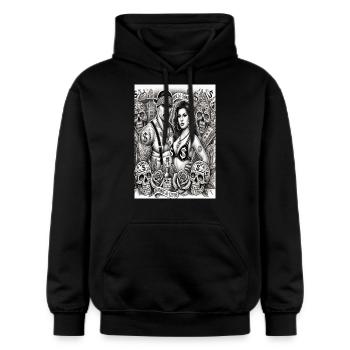 Bonnie and Clyde Chicano Style - Gildan Unisex Softstyle® Midweight Hoodie - black - Front - Marisol (170cm) & Nik (191cm)