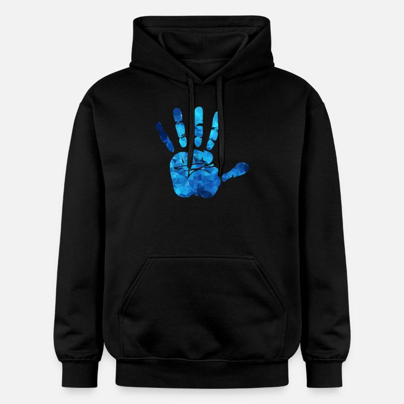 Mains de polygones bleus - Sweat à capuche Softstyle® Gildan Unisexe - noir