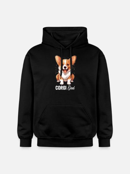 Dog Corgi - Gildan Unisex Softstyle® Midweight Hoodie - black
