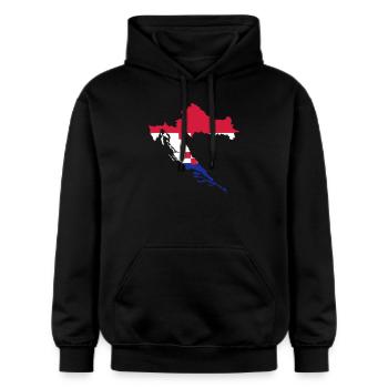 Kroatien - Gildan Unisex Softstyle® Midweight Hoodie - Schwarz - Vorne - Marisol (170cm) & Nik (191cm)