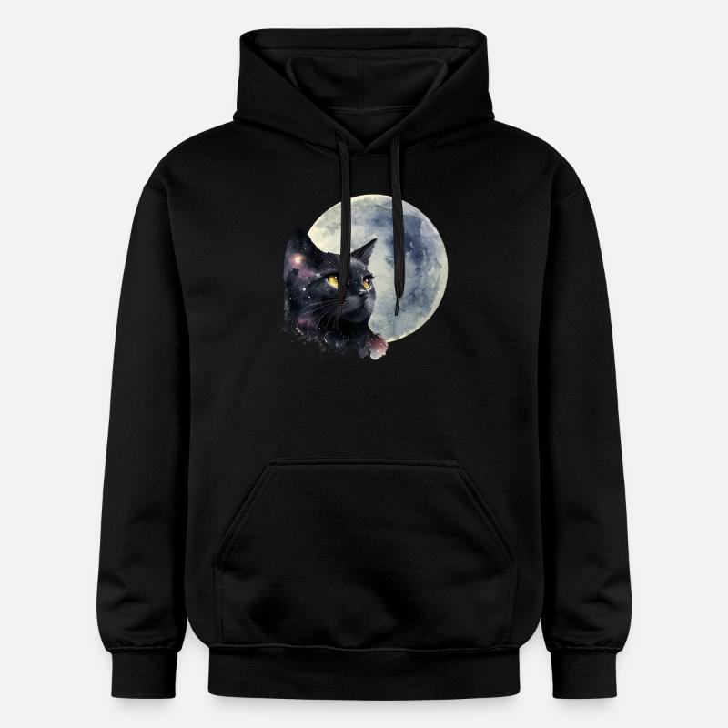 Chat de la lune - Sweat à capuche Softstyle® Gildan Unisexe - noir