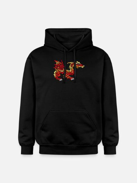 Dragon from autumn leaves - Gildan Unisex Softstyle® Midweight Hoodie - black