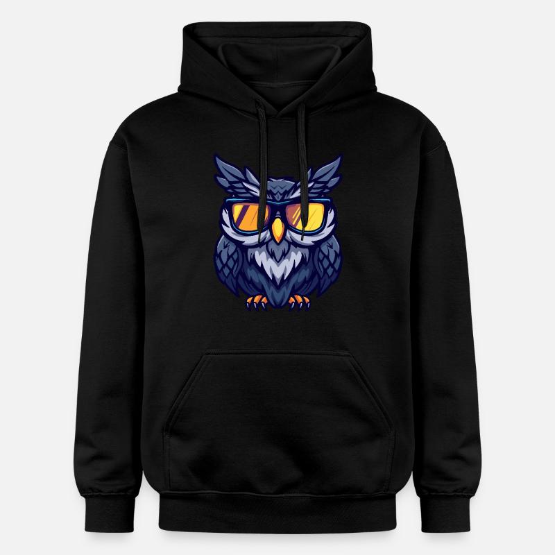 Hibou Bande dessinée cool - Sweat à capuche Softstyle® Gildan Unisexe - noir