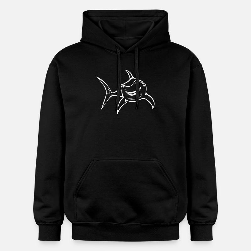 Requin drôle - Sweat à capuche Softstyle® Gildan Unisexe - noir