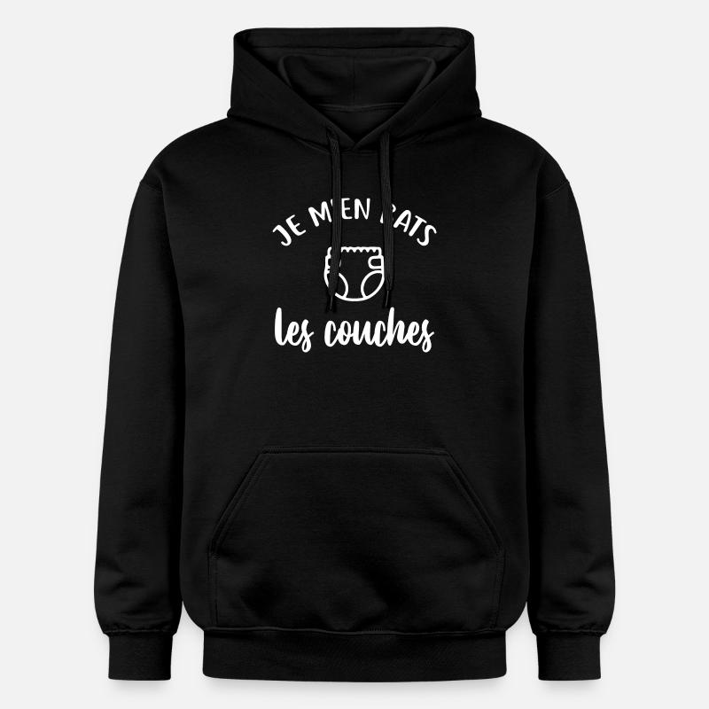 Je m'en bats les couches - Sweat à capuche Softstyle® Gildan Unisexe - noir