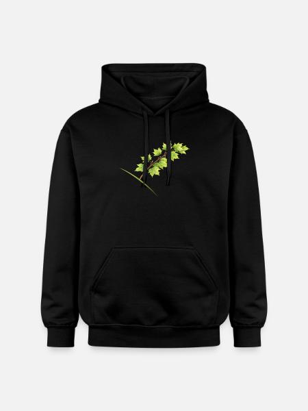 Érable à branche feuille - aquarelle - Sweat à capuche Softstyle® Gildan Unisexe - noir