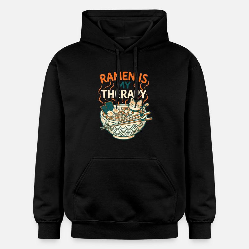 Ramen Therapy Cat - Sweat à capuche Softstyle® Gildan Unisexe - noir